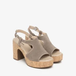 Women NeroGiardini Platform Cork Slingback - Taupe
