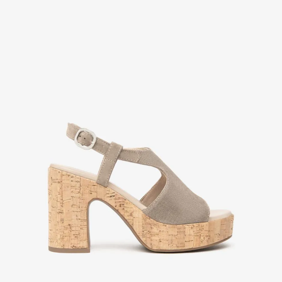 Women NeroGiardini Platform Cork Slingback - Taupe