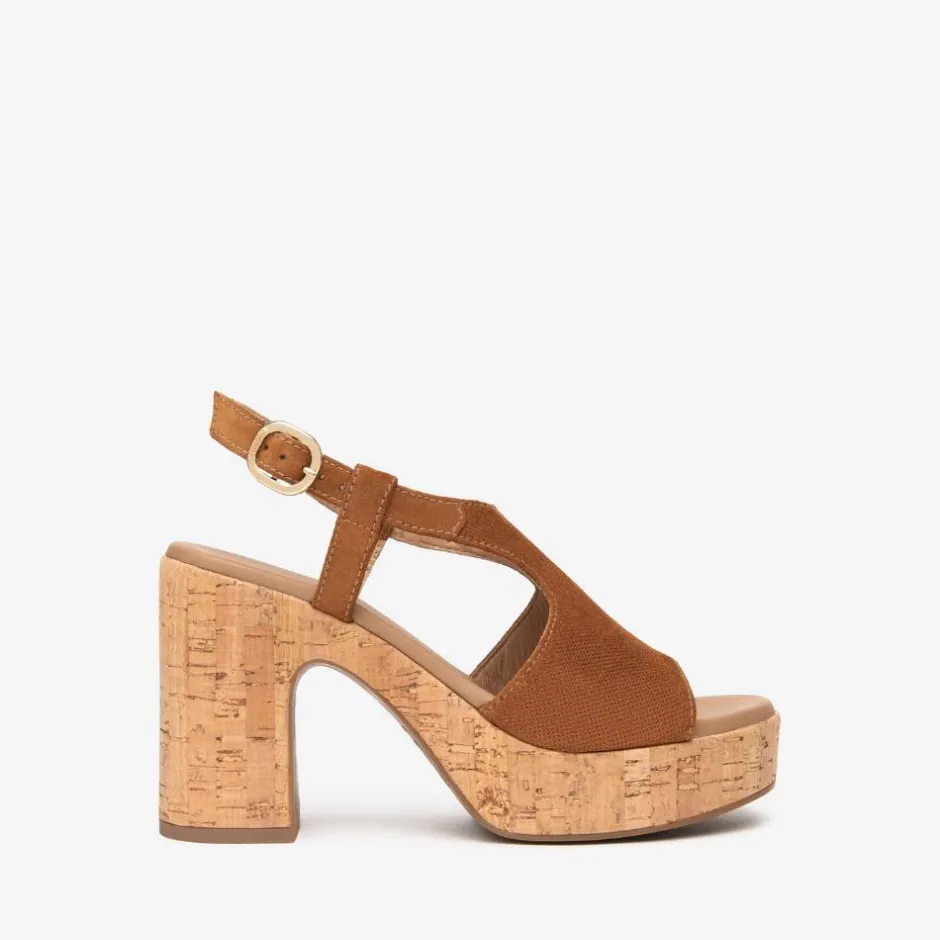 Women NeroGiardini Platform Cork Slingback - Tan