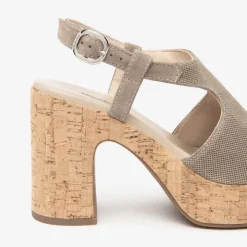 Women NeroGiardini Platform Cork Slingback - Taupe