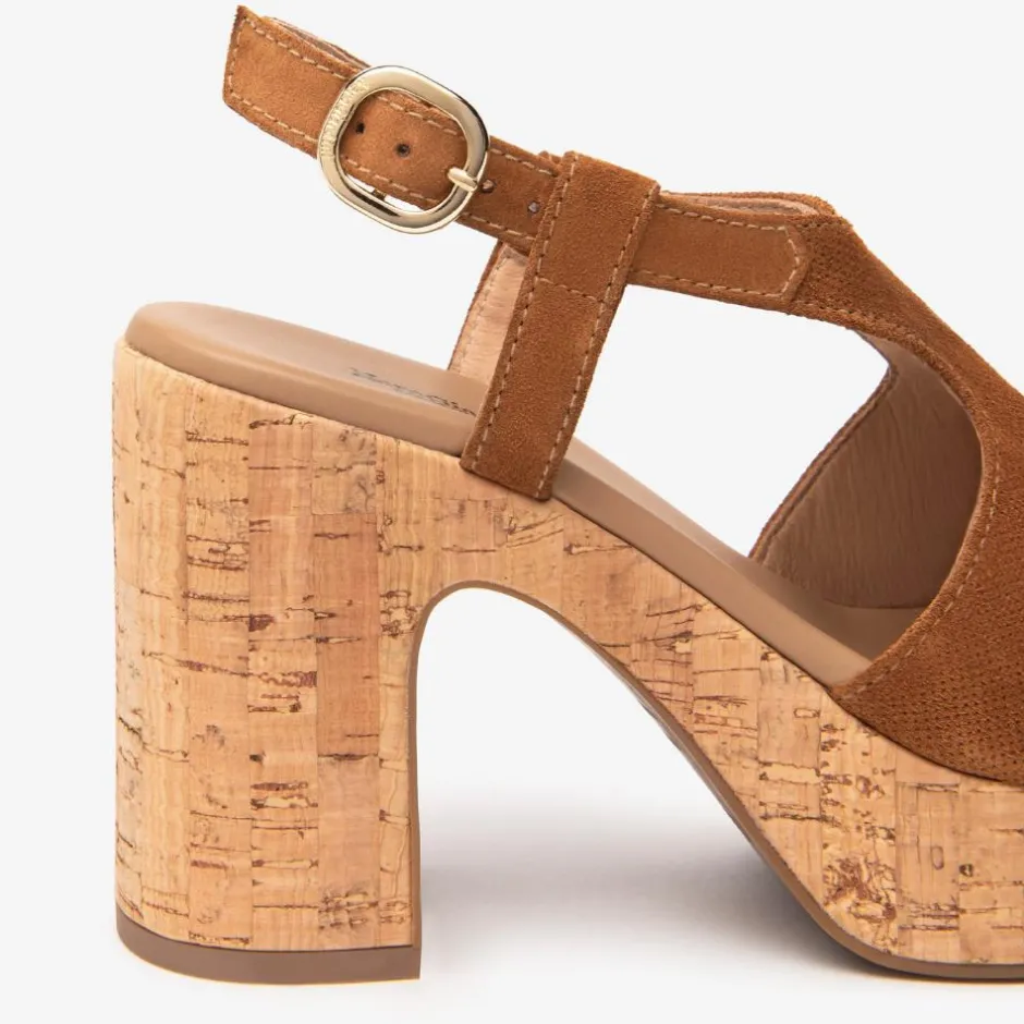 Women NeroGiardini Platform Cork Slingback - Tan