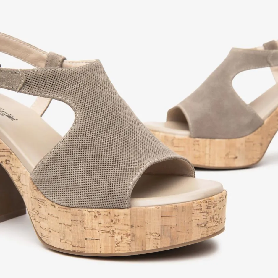 Women NeroGiardini Platform Cork Slingback - Taupe