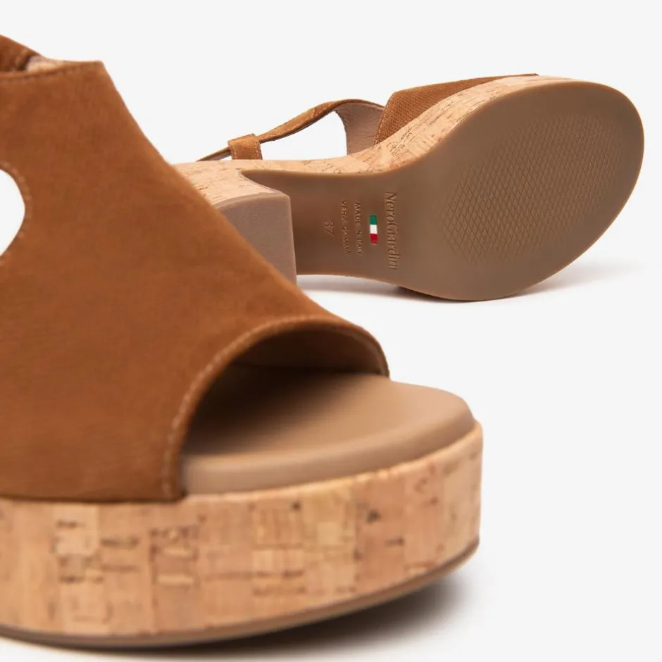 Women NeroGiardini Platform Cork Slingback - Tan