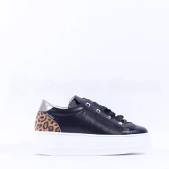 Women Marco Moreo Platform Frill Trainer - Black Leopard