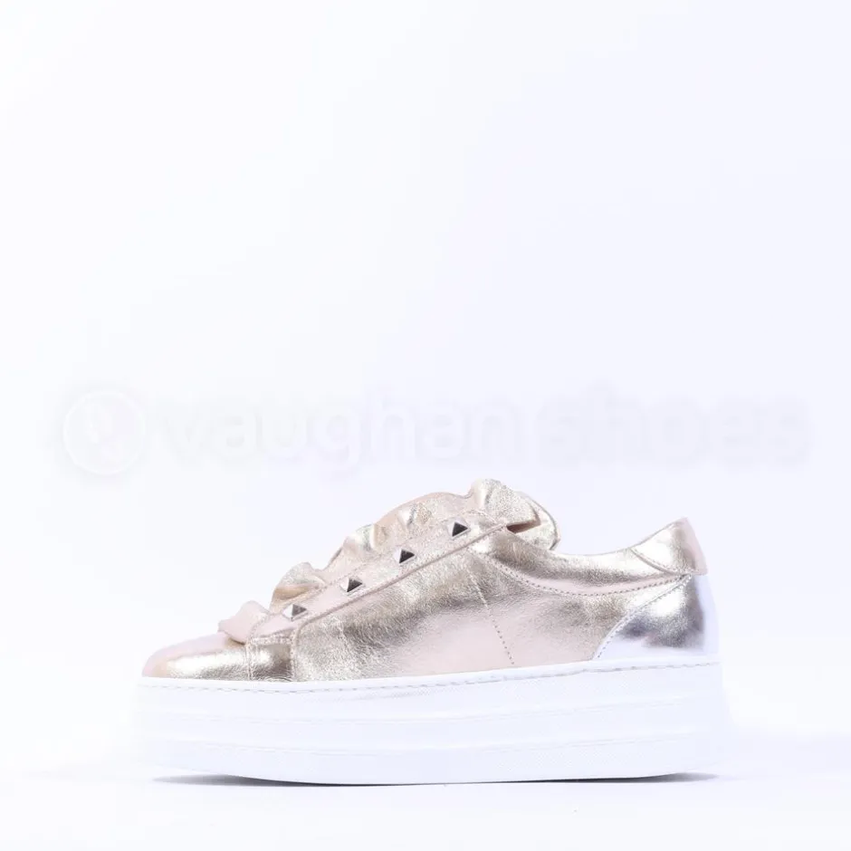 Women Marco Moreo Platform Frill Trainer - Gold Leather