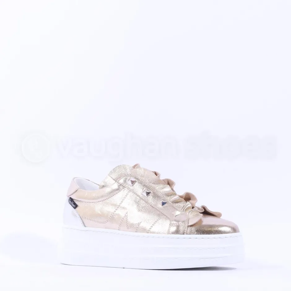 Women Marco Moreo Platform Frill Trainer - Gold Leather