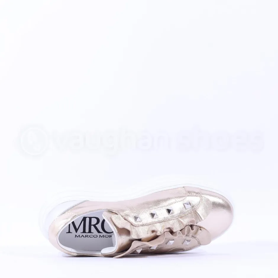 Women Marco Moreo Platform Frill Trainer - Gold Leather