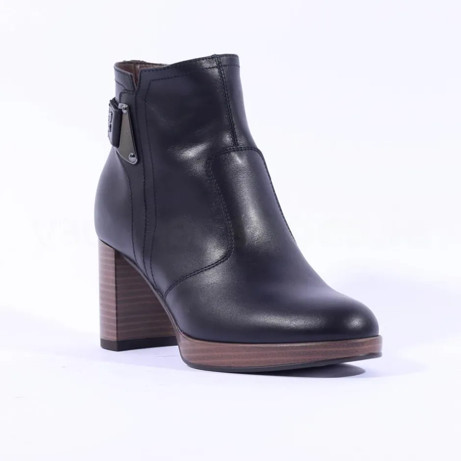 Women NeroGiardini Platform Heel Ankle Boot - Black Leather
