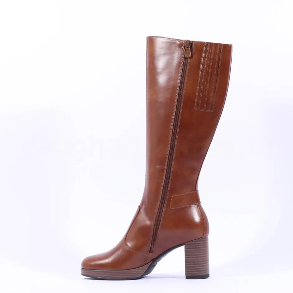 Women NeroGiardini Platform Knee High Boot - Tan Leather