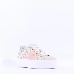 Women NeroGiardini Platform Lace Print Trainer - Nude Pink