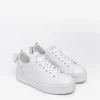 Women NeroGiardini Platform Laced Bow Trainer - White Gold Leather