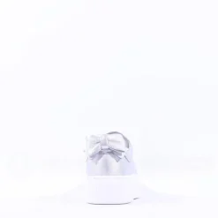 Women NeroGiardini Platform Laced Bow Trainer - Silver Leather