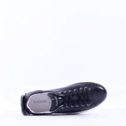 Women NeroGiardini Platform Laced Bow Trainer - Black Leather