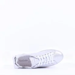 Women NeroGiardini Platform Laced Bow Trainer - Silver Leather