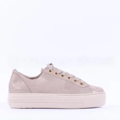Women Paul Green Platform Laced Eyelet Trainer - Beige Shimmer