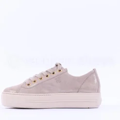 Women Paul Green Platform Laced Eyelet Trainer - Beige Shimmer