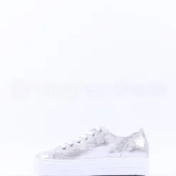 Women Paul Green Platform Laced Eyelet Trainer - Silver Shimmer