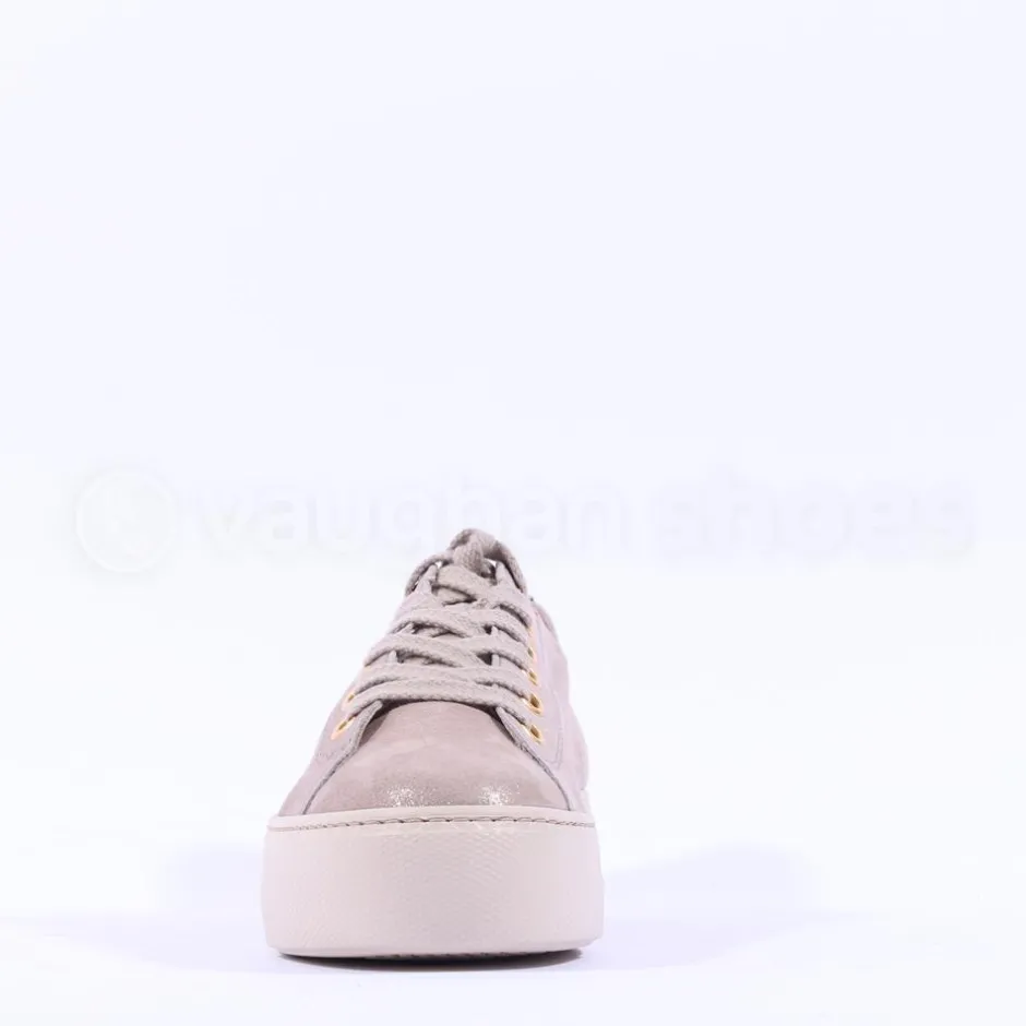 Women Paul Green Platform Laced Eyelet Trainer - Beige Shimmer
