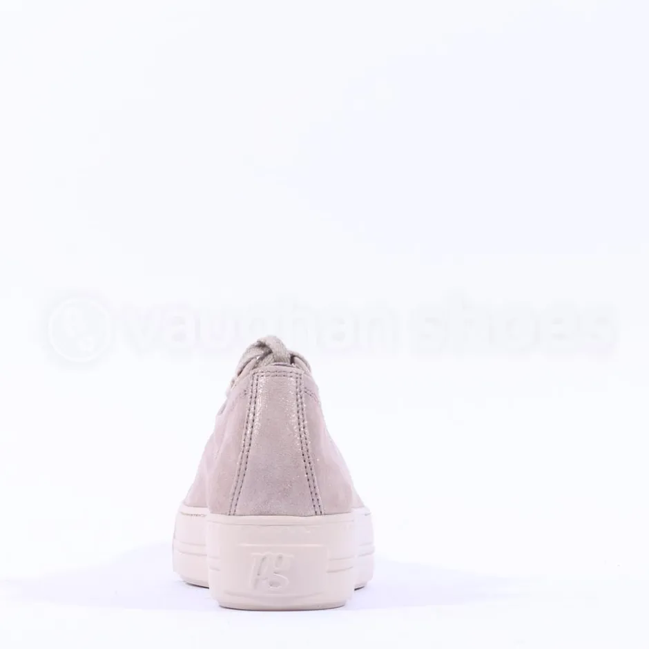 Women Paul Green Platform Laced Eyelet Trainer - Beige Shimmer