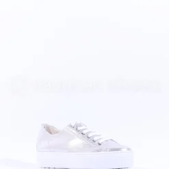 Women Paul Green Platform Laced Eyelet Trainer - Silver Shimmer
