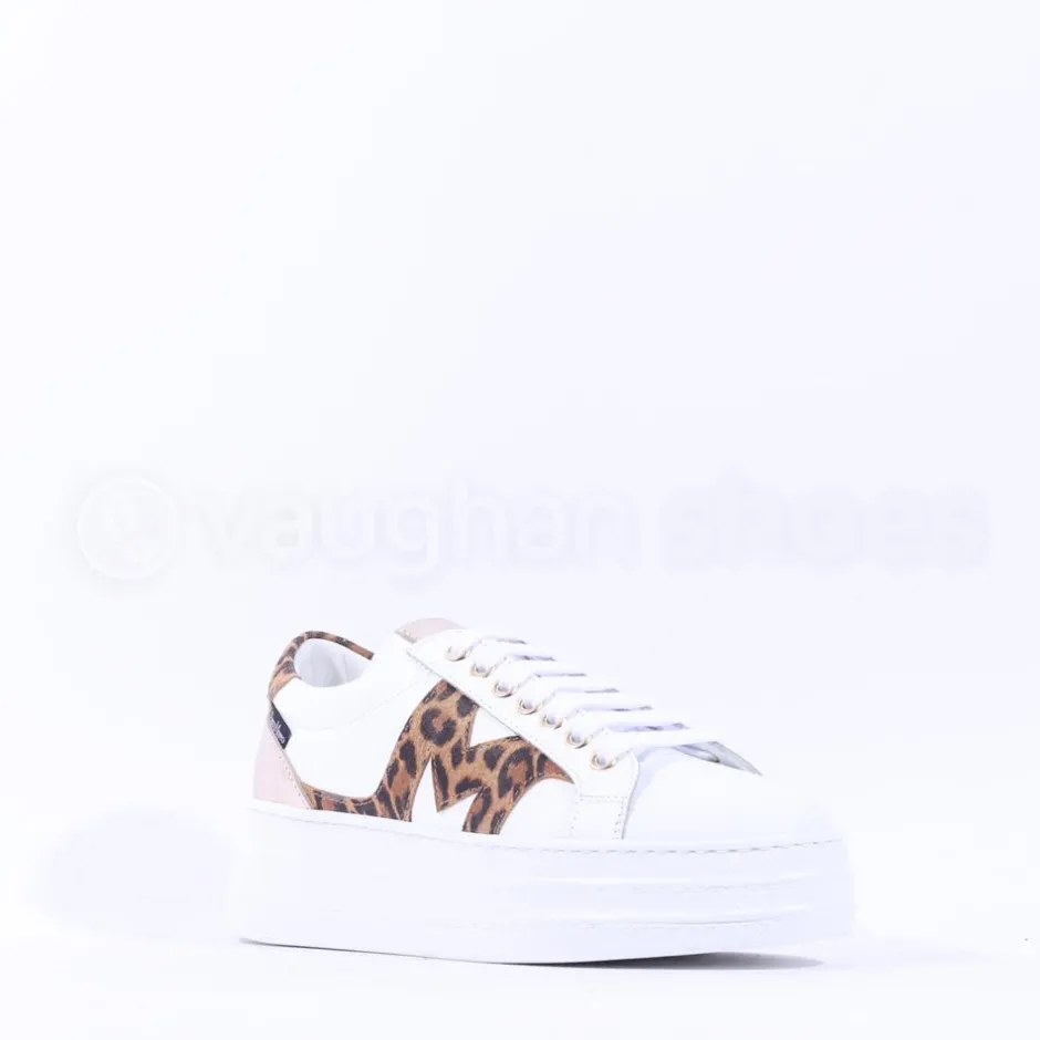 Women Marco Moreo Platform Laced M Trainer - White Leopard