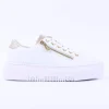 Women Rieker Platform Laced Trainer & Side Zip - White