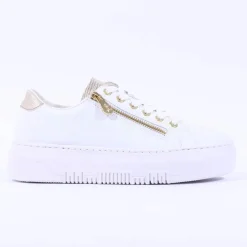 Women Rieker Platform Laced Trainer & Side Zip - White