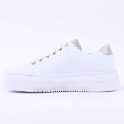 Women Rieker Platform Laced Trainer & Side Zip - White