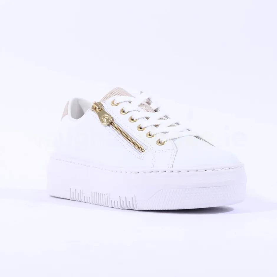 Women Rieker Platform Laced Trainer & Side Zip - White
