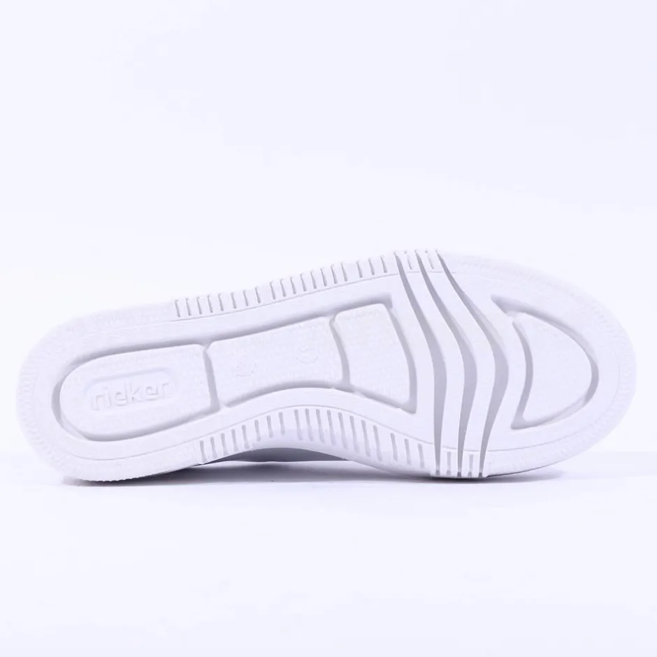 Women Rieker Platform Laced Trainer & Side Zip - White
