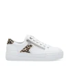 Women Rieker Platform Laced Trainer - White Leopard Combi