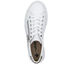 Women Rieker Platform Laced Trainer - White Leopard Combi