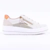 Women Remonte Platform Laced Trainer Side Zip - White Sage Combi