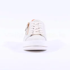 Women Remonte Platform Laced Trainer Side Zip - White Sage Combi