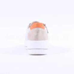Women Remonte Platform Laced Trainer Side Zip - White Sage Combi