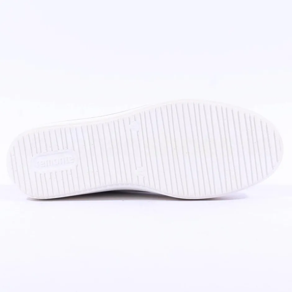 Women Remonte Platform Laced Trainer Side Zip - White Sage Combi