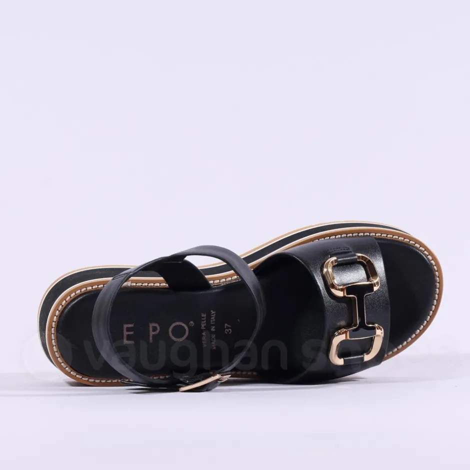 Women Repo Platform Sandwich Sole Sandal - Black