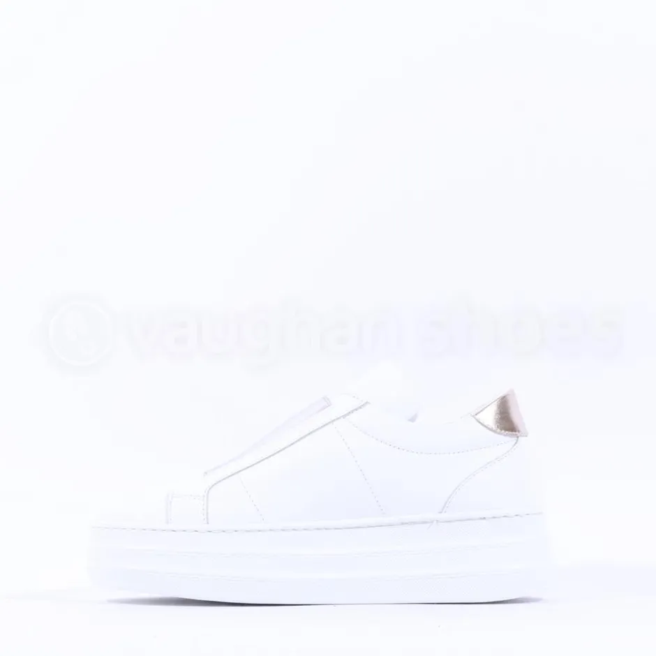 Women Marco Moreo Platform Slip On M Trainer - White Gold Leather