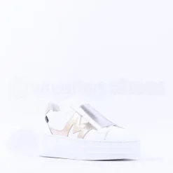 Women Marco Moreo Platform Slip On M Trainer - White Gold Leather