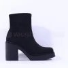 Women Miss Elastic Platform Sock Boot - Black Suede
