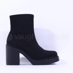 Women Miss Elastic Platform Sock Boot - Black Suede