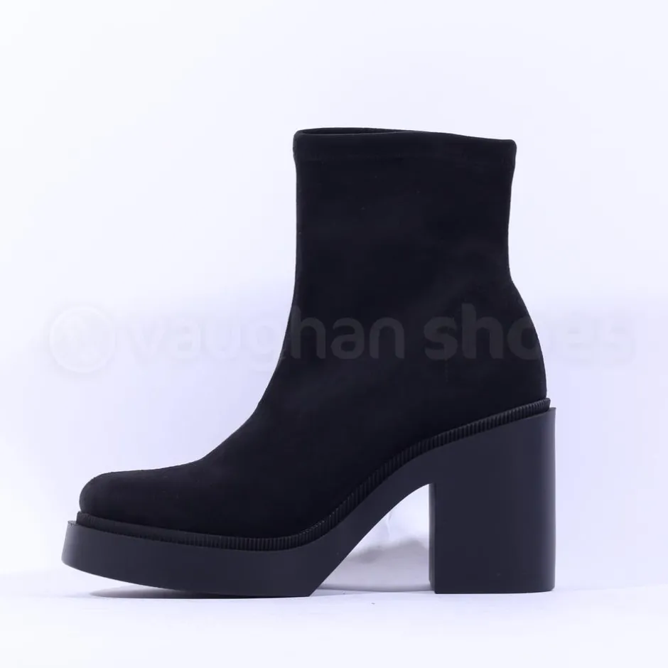 Women Miss Elastic Platform Sock Boot - Black Suede
