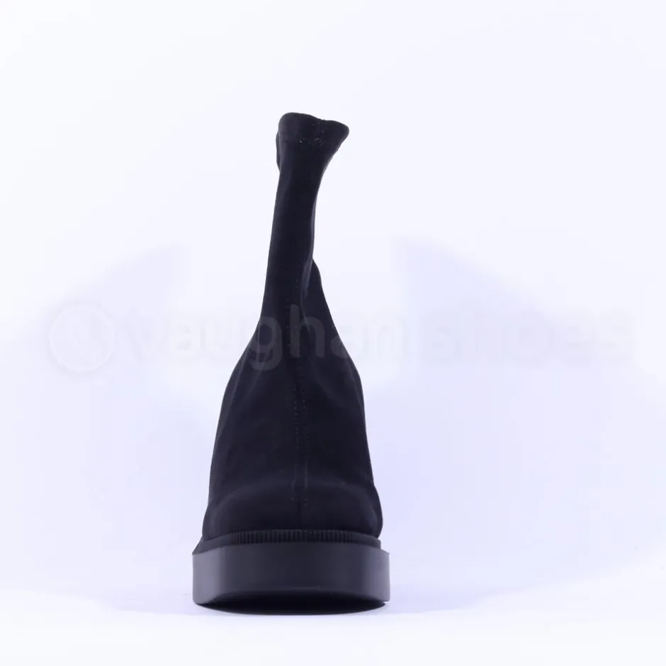 Women Miss Elastic Platform Sock Boot - Black Suede