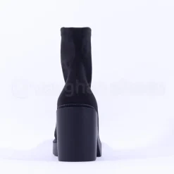 Women Miss Elastic Platform Sock Boot - Black Suede