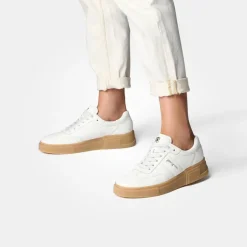 Women Paul Green Platform Soft Gumsole Trainer - White Tan