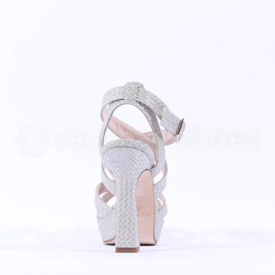Women Marian Platform Strappy High Heel - Silver Sparkle