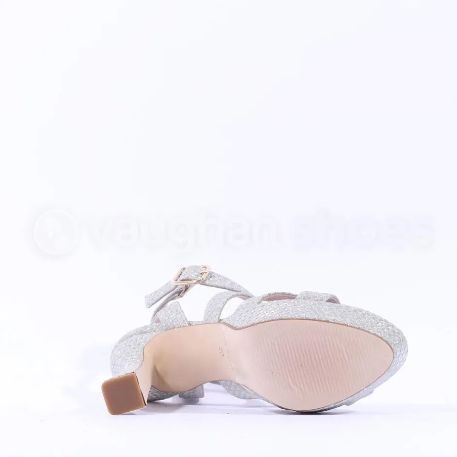 Women Marian Platform Strappy High Heel - Silver Sparkle