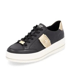Women Remonte Platform Stripe Trainer - Black Gold
