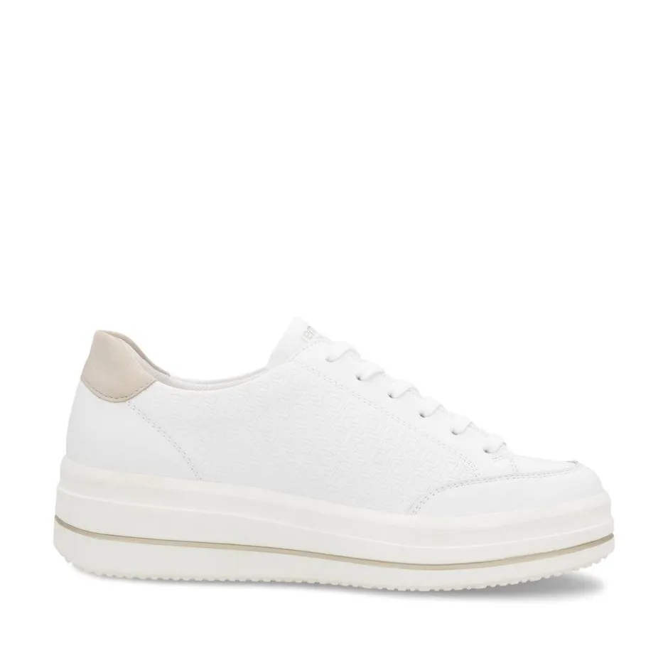 Women Remonte Platform Stripe Trainer - White Gold