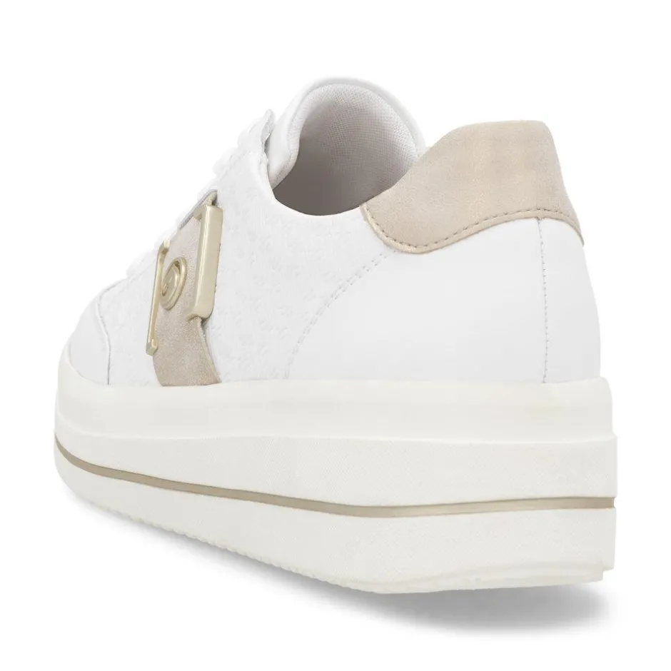Women Remonte Platform Stripe Trainer - White Gold